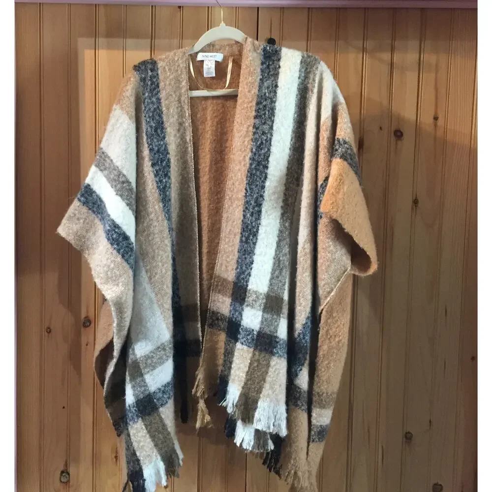 NINE WEST PONCHO CAPE DESERT SAND BLACK WESTERN SIZE OS